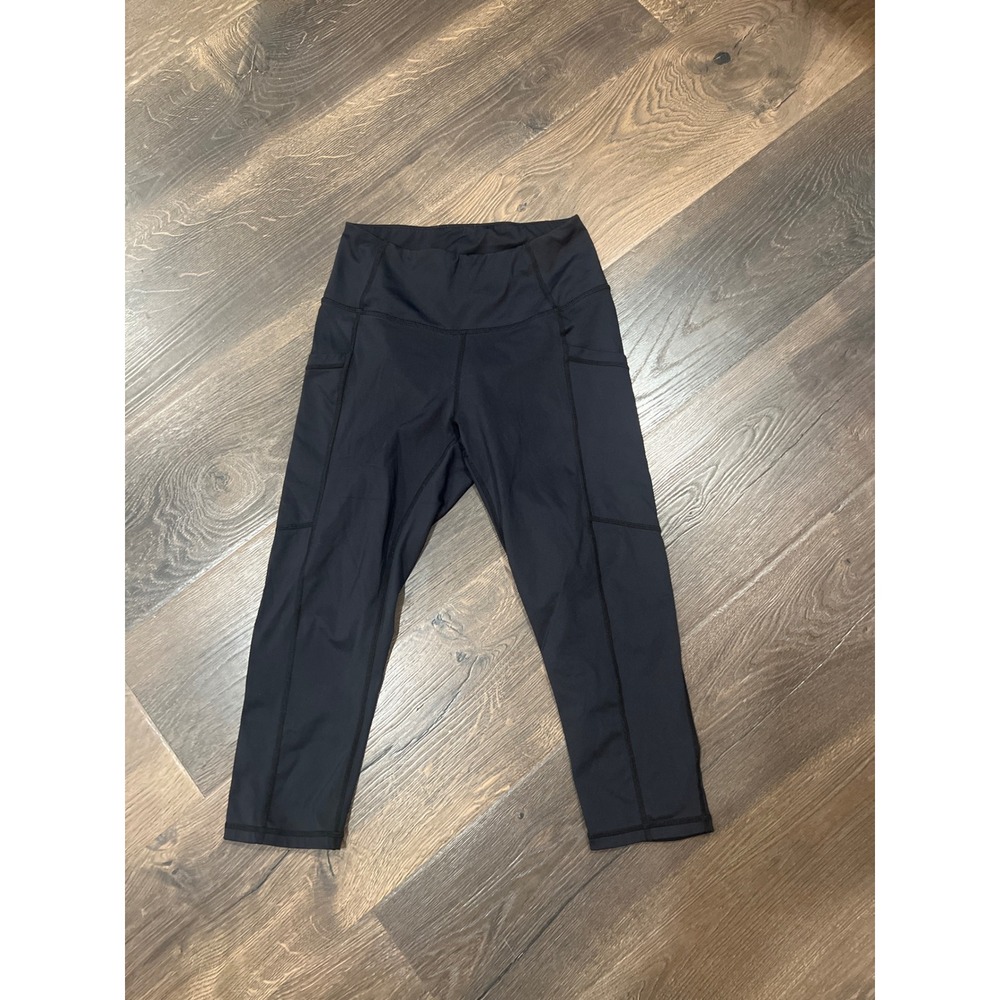 Z by Zella Womens Black High Waisted Pocket Crop Leggings Capris Medium RN58665